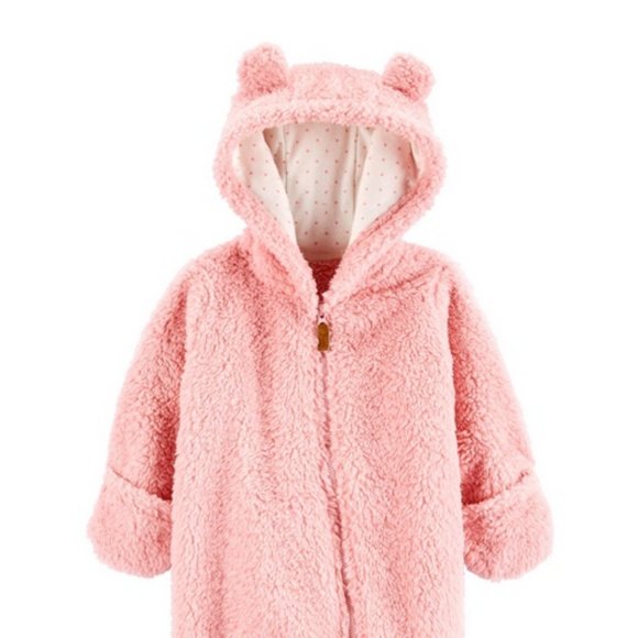 NWT Carters teddy bear Hooded pram winter coat 3M